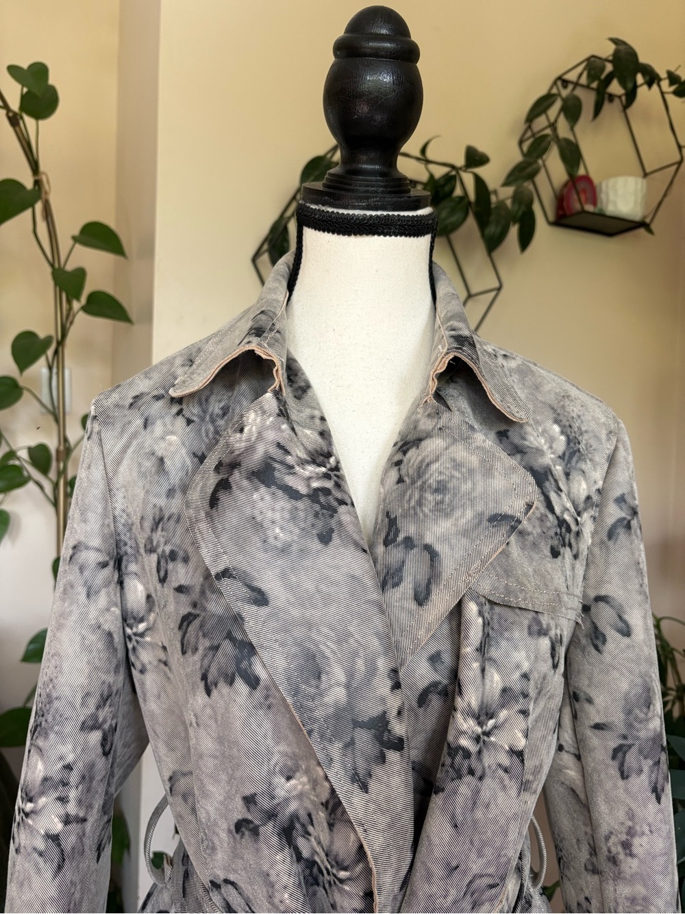 Y2K Suzy Shier Rose Print Trench Coat - Picture 2 of 11